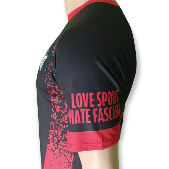 camiseta love sport hate fascism antifascist football club manga corte